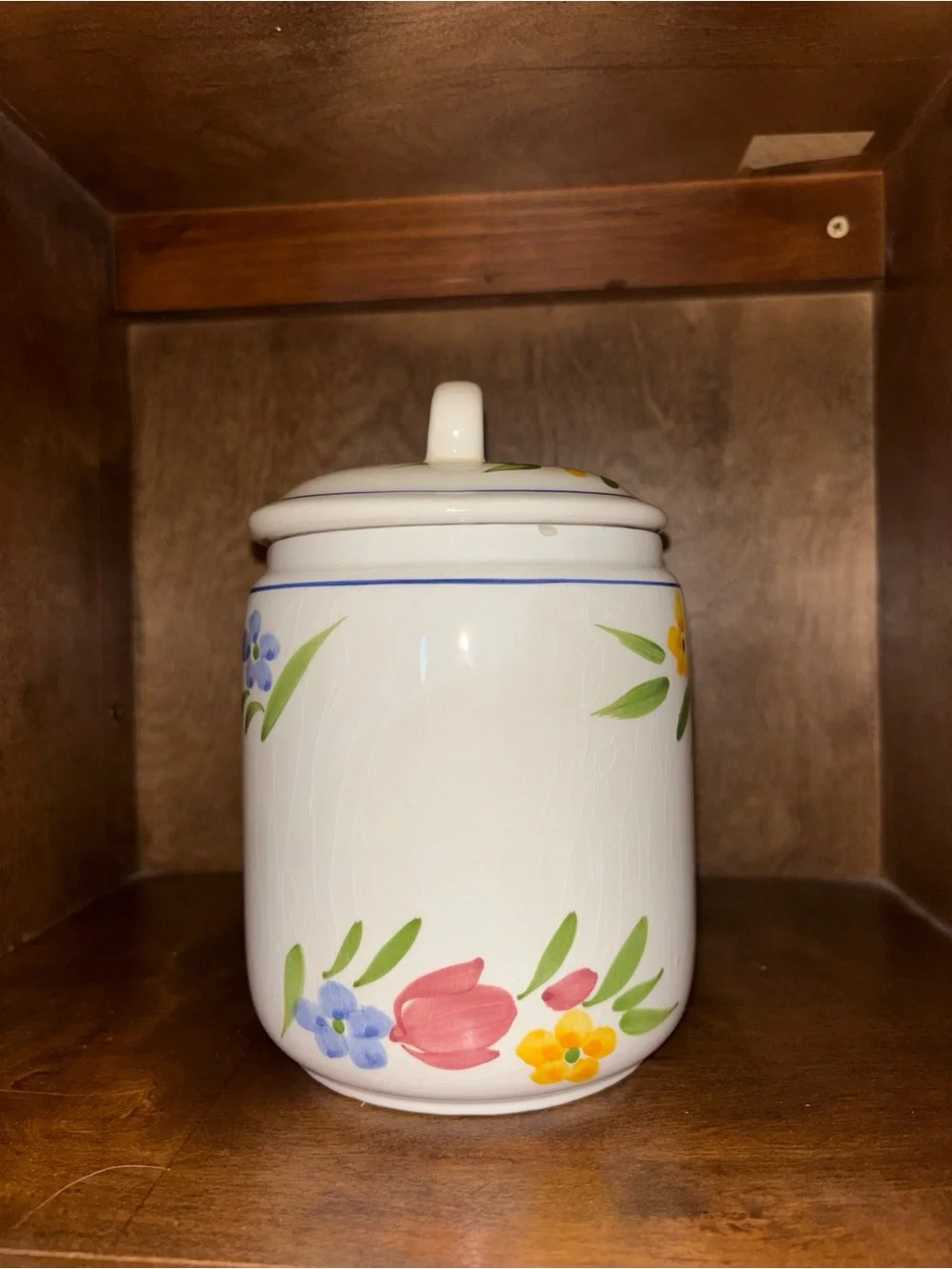 Ceramic Floral Canister Set - White with Multicolor Flowers